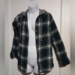 🌺BUNDLE ONLY🌺 SO Plaid Jacket with Hood - Black and White